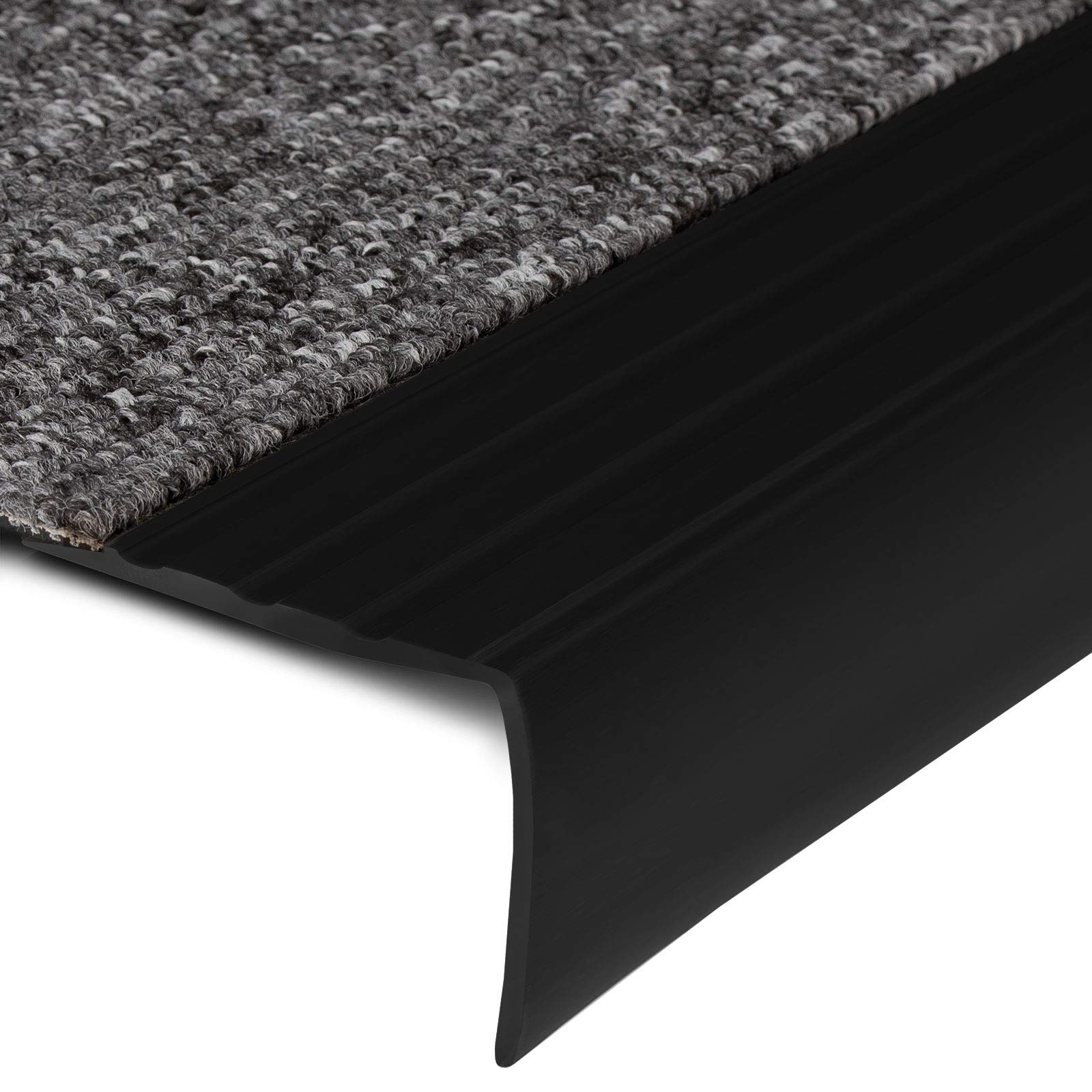 Profilo per gradini, profilo per scale in PVC a forma di L, elegante protezione per scale, in diversi colori e dimensioni, per pavimenti di tutti i tipi (120 x 4,5 x 4,2 cm, Michigan | nero)