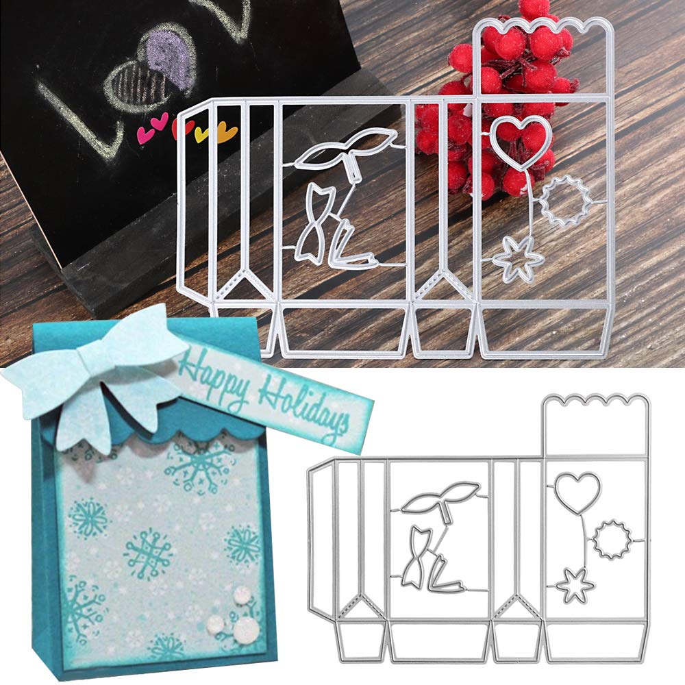 Stencil Metallico Per Scrapbooking - Fustella Segnaposto/scatolina 6x3,5x6,5 Cm, Compatibile Big Shot