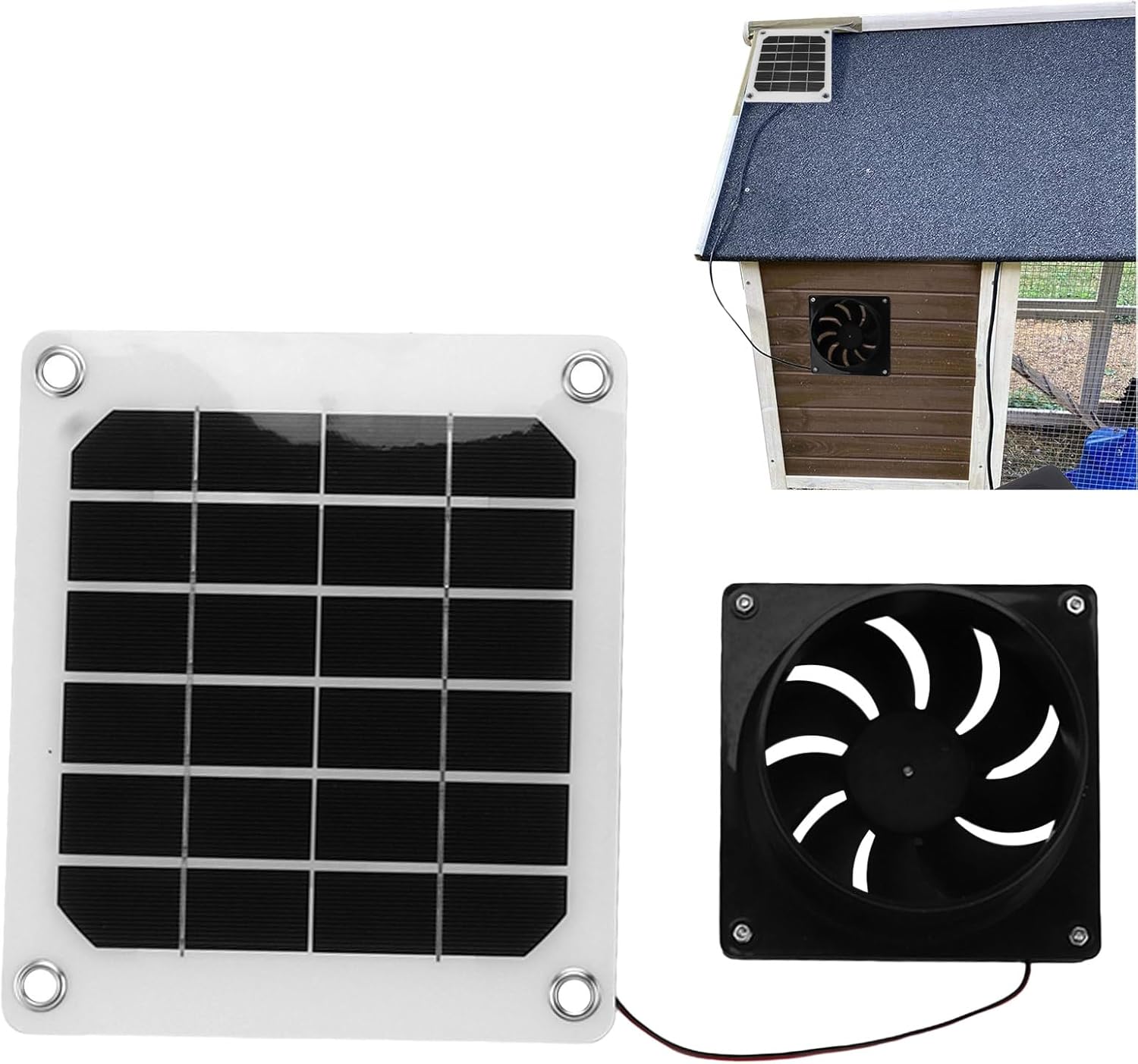 BICOK Solar Exhaust Fan, Solar Panel Fan Kit, Chicken Coop