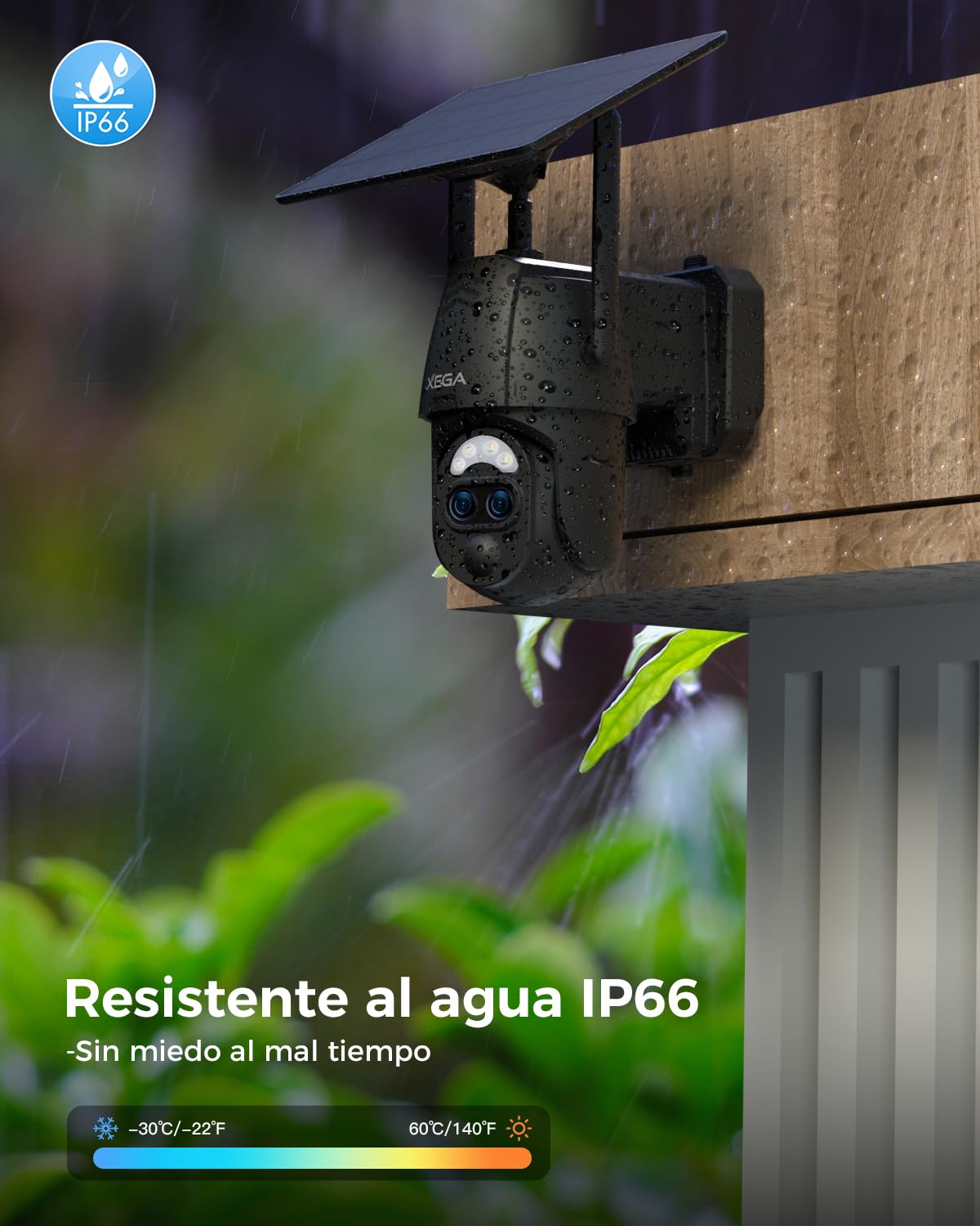 Xega Cámara Vigilancia WiFi Exterior Doble Lentes, 2K Cámara Exterior Solar con【Zoom Híbrido 12X】 AI Detección Humana, Visión Nocturna Color, Audio Bidireccional, 2,4GHz WiFi, 0,2s Alarma, IP66 | 2K Cámara Exterior Solar con AI Detección Humana, Visión No