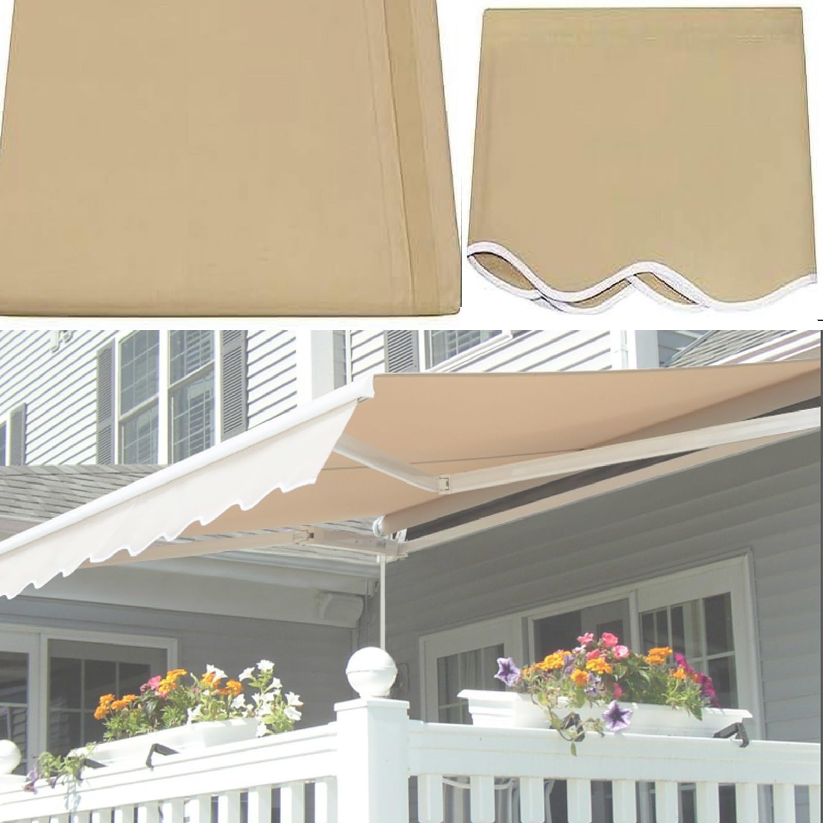 toile pour store banne Auvent électrique rétractable en tissu pour la maison, patio/jardin/cour/terrasse/restaurant/magasins, cadre en toile de remplacement rétractable non inclus, auvent pare-soleil