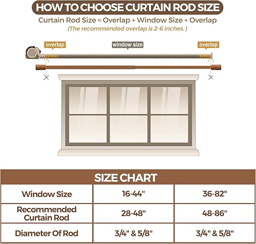 Miniatura 6 de KAMANINA Paquete de 2 barras de cortina de 28 a 48 pulgadas, barras de cortina individuales negras de 34 pulgadas para ventanas, barra de cortina