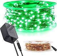 Vista 1 de RUICHEN Cadena de luces de alambre de cobre enchufable de 99 pies, 300 luces LED con carrete, verde