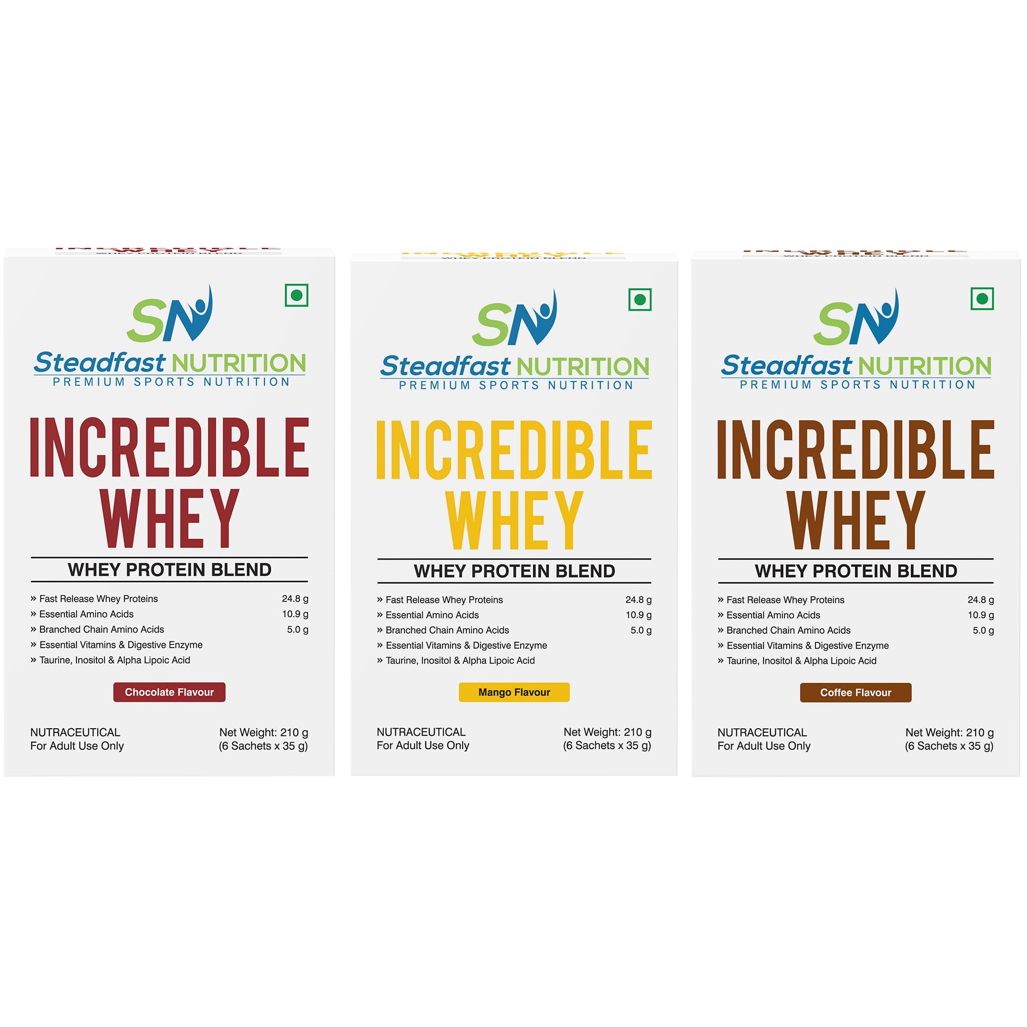 Steadfast Nutrition Incredible Whey Protein Blend Essential Amino Acids Protein Powder (Pack of 2, Coffee 12 Sachets, 420g) — Amazon image 26