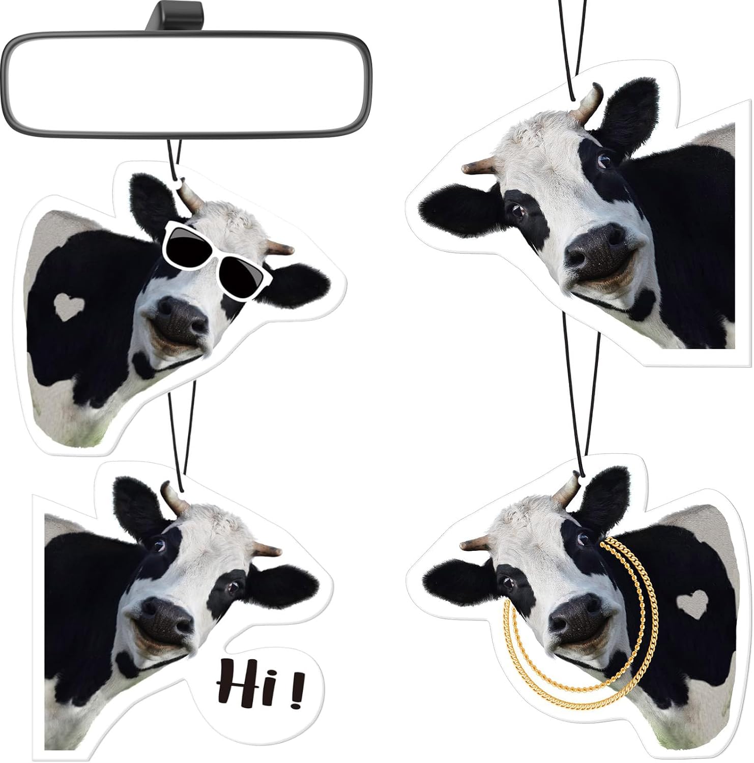 DaisyInner 8 Pack Car Air Freshener Cattle Print Funny Hanging Gift