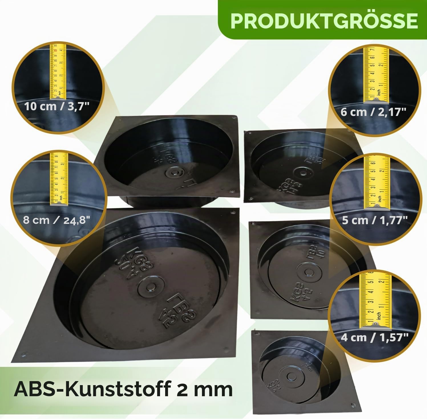 BETONEX Beton-Hantelscheiben, Kunststoff, ABS, 2 mm, olympische Betongewichtsformen, Zementgewichtsform, DIY, Hantelscheiben, Betonplatten, Langhantelscheiben, 5 Stück