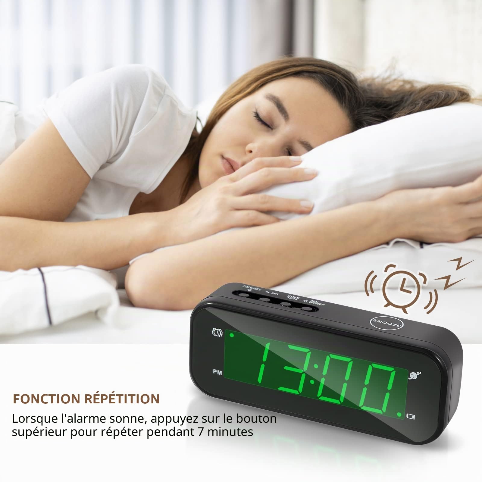 Petite Horloge numérique à Piles - Horloge de Bureau LED - Fonctionne avec Piles Uniquement - Réveil avec Snooze - Réglage Facile pour Chambre à Coucher, étagère, Voyage