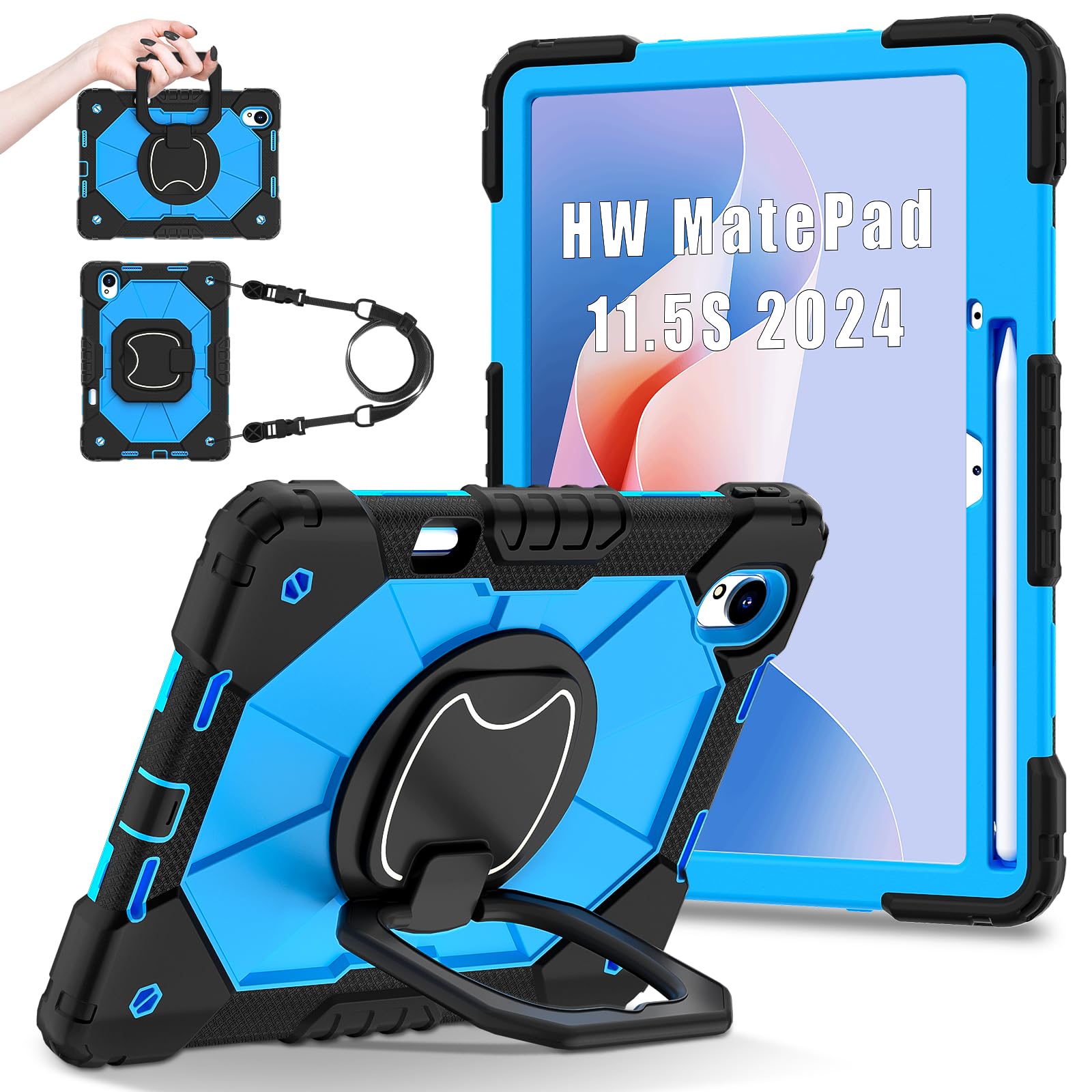 YOUULAR Shoulder Strap Tablet Case for Huawei MatePad 11.5 S/11.5 inch TGR-W09, Heavy Duty Shockproof Protective Cover with Kickstand, Handle,