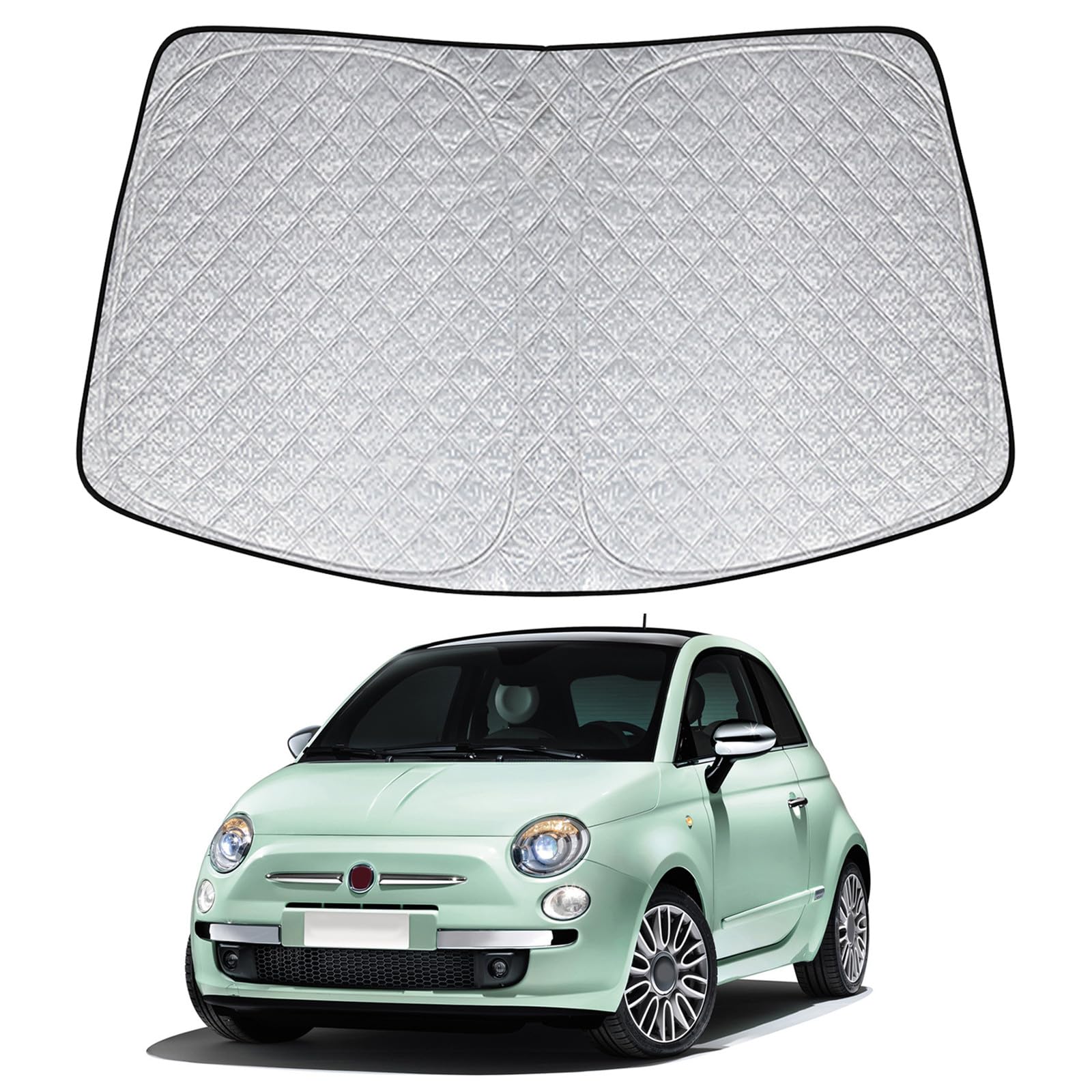 Frontscheiben Sonnenschutz Auto Kompatibel mit FIAT 500 2007-2026, Frontscheibenabdeckung Auto Faltbare Windschutzscheibenabdeckung Innere Blöcke UV-Strahlen Sonnenblende Protector