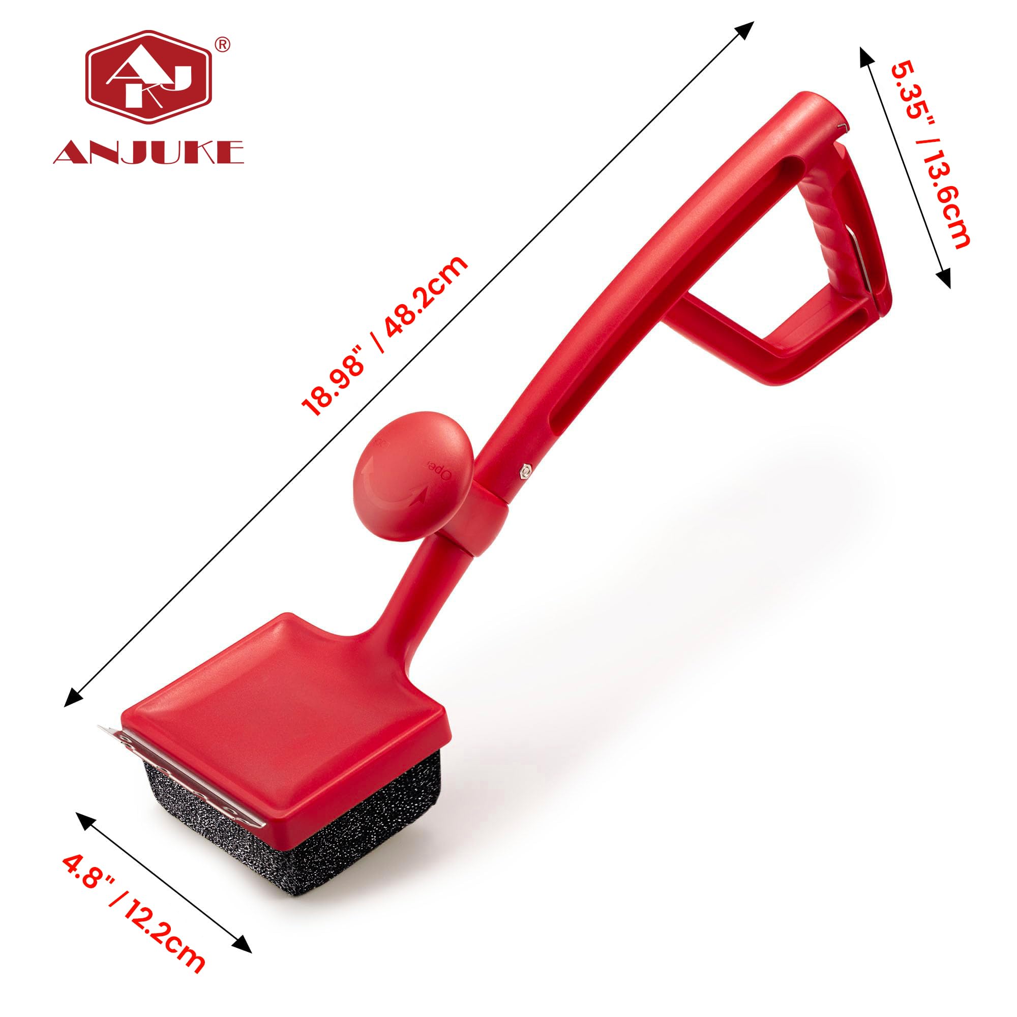 Grillbürste ohne Metallborsten, ANJUKE 4-in-1 Sichere Dampf-Grillbürste für Gussrost mit Edelstahl Spatel und Austauschbar Grillbürstenkopf, für Gasgrill, Holzkohlegrill, Kugelgrill（Rot）