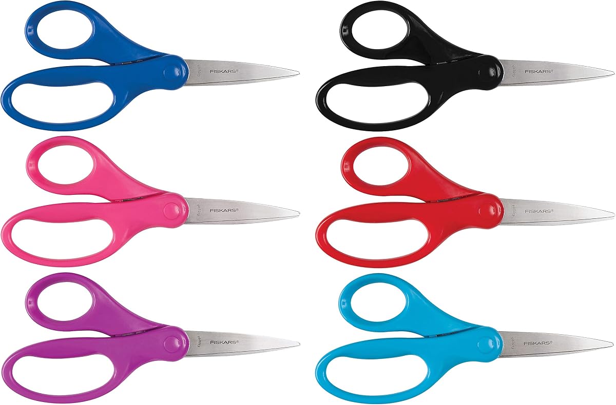 Tijeras para niños grandes de 6" 8-11 - Tijeras para la escuela o manualidades - Útiles de regreso a la escuela - El color puede variar