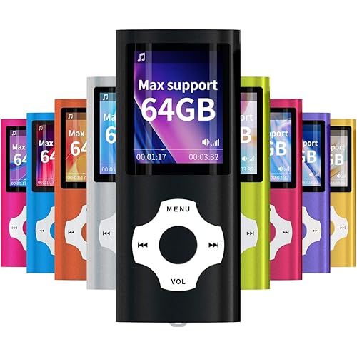 MYMAHDI Support TF Cards Slim 1.8" LCD Mp3 Mp4 Player Media/Music/Audio Player with Accessories Black