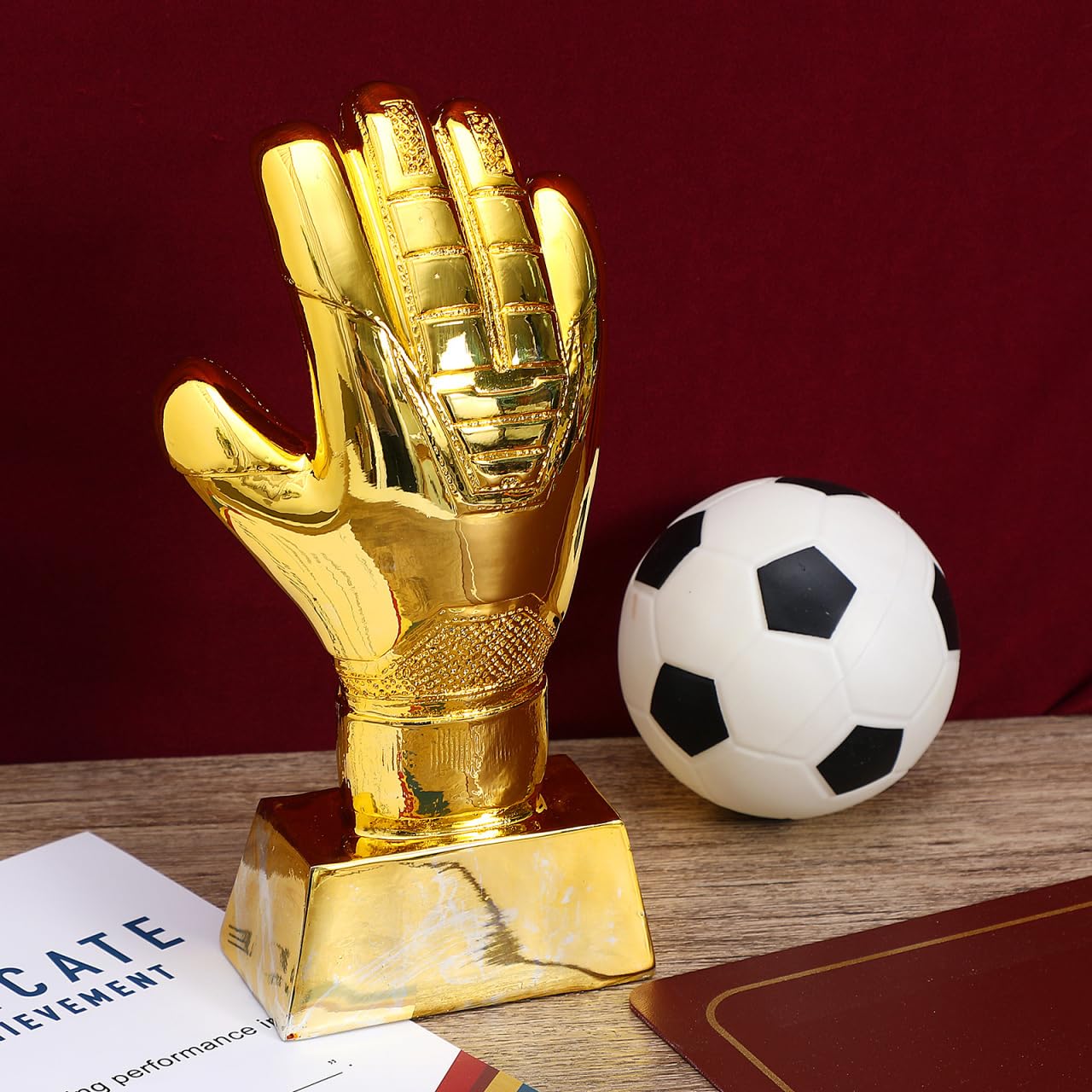 Didiseaon Guantes De Oro Futbol Trofeo: Trofeo Guantes De Oro En Forma De Premio De Portero con Base Fútbol De Partidos De Rugby para Competiciones Deportivas Torneos