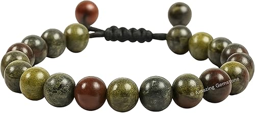 Dragon Bloodstone Bracelet for Women Men's Gifts - Protection Healing Crystal Bracelet - 8mm Gemstone Beaded Adjustable Bracelet Pulseras Para