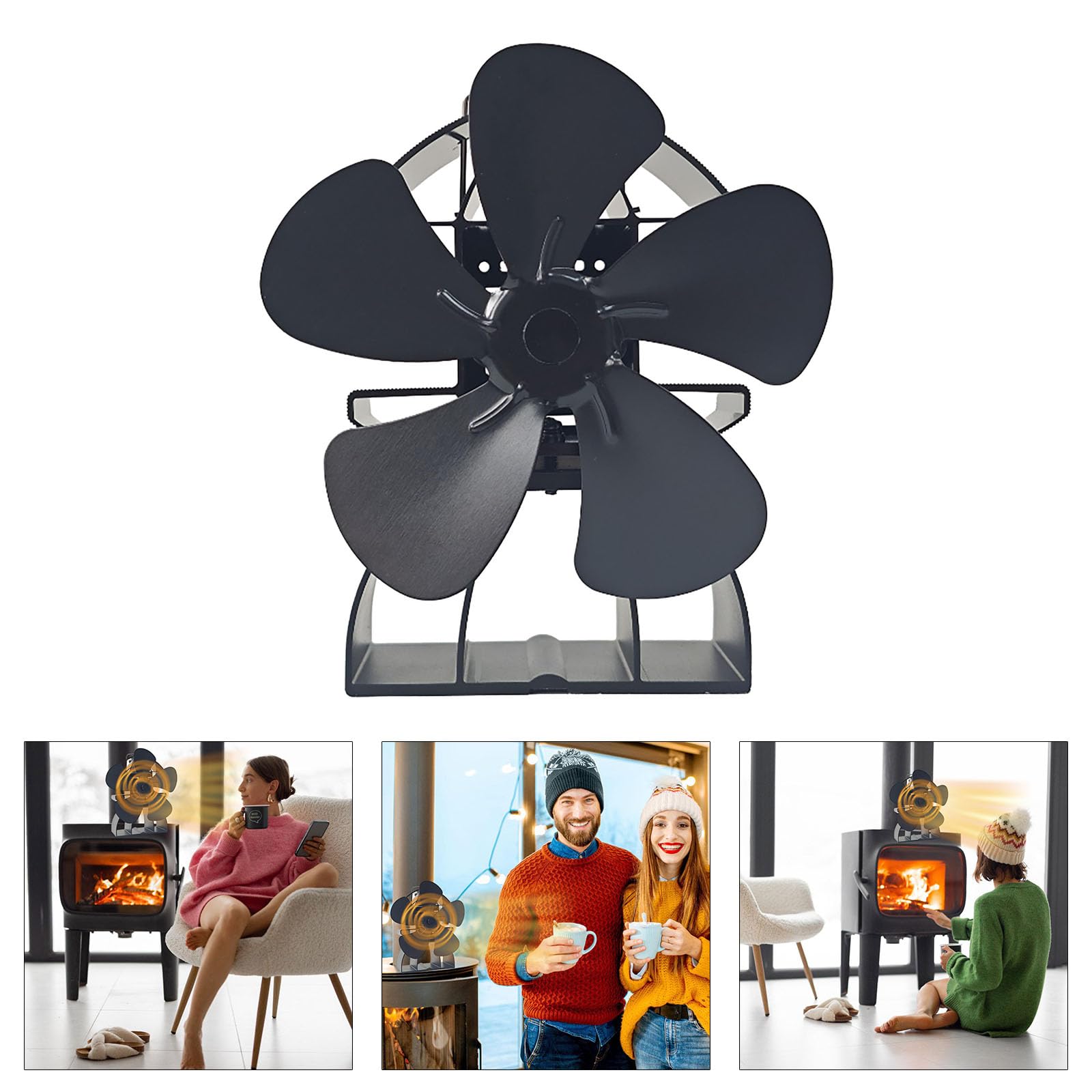 5Blade Ofenventilator geeignet für Holzofen Kamine gleichmäßige Wärme Wohnraum kein Strom erforderlich