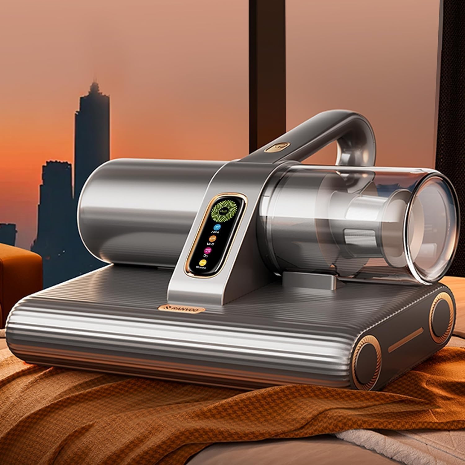 PureMatt Pro 35Kpa Max Suction AI Mattress Vacuum [100% Allergen, Dust & Pet Hair Removal] Bed Vacuum Cleaner with UV Lights, Ultrasonic, HEPA Filter & Sensor, for Bed, Sofa,Carpet, Corded Starry Gray