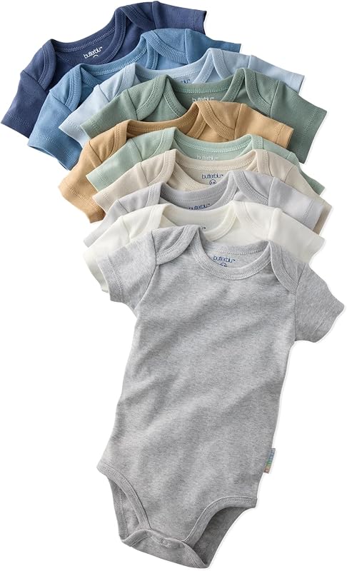 Butterblu Avery Multipack de bodis de manga corta 100% algodón orgánico | Algodón orgánico certificado GOTS para bebés y niñas pequeñas, niños, cierre fácil a presión, lavado a máquina, paquete de 5, paquete de 10