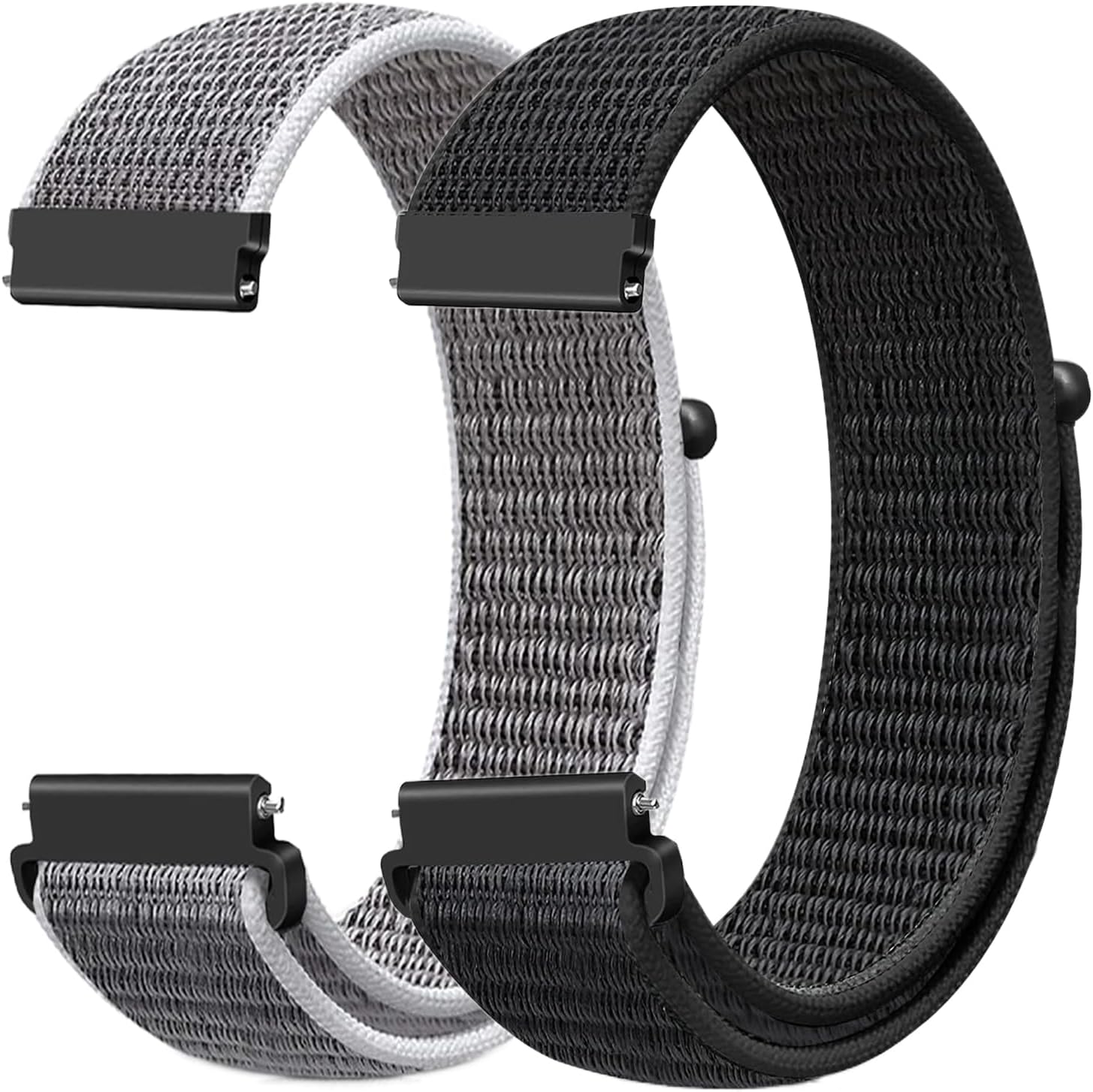 2 Pack Nylon Watch Bands Compatible with 16mm 18mm 19mm 20mm 22mm Watch Bands Quick Release Replacement Wristband, Adjustable Stretchy Straps Fabric Bands for Men Women