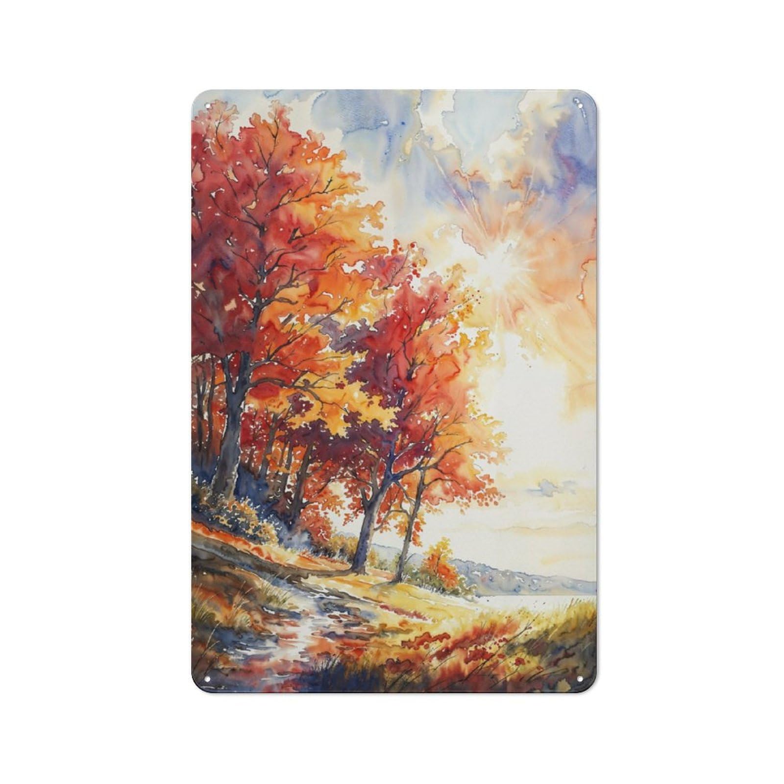 Junmoney Autumn Radiance For Lounge Or Reading Corner, Retro Metal Sign 30X20cm, For Metal Sign Collectors, For Garage And Workshop Walls