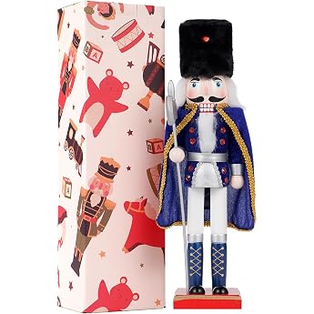 COMBIUBIU 38 cm Nutcracker Figures Wooden Nutcracker Soldiers Traditional Christmas Nutcracker Figures Decoration Made of Pine Wood for Home Christmas Decoration Christmas Decoration Blue