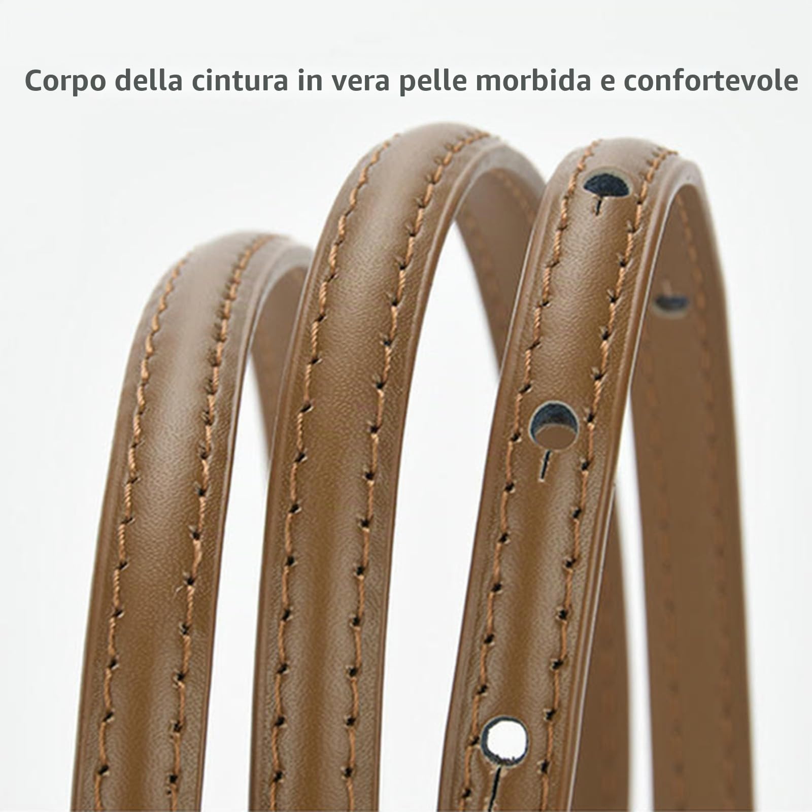 Cintura Donna Sinccia Sottile in Pelle Vera da - Accessorio di Moda Versatile per Abiti, Pantaloncini E Abiti Casual Elegante Decorativa-verde-115 Cm*1cm