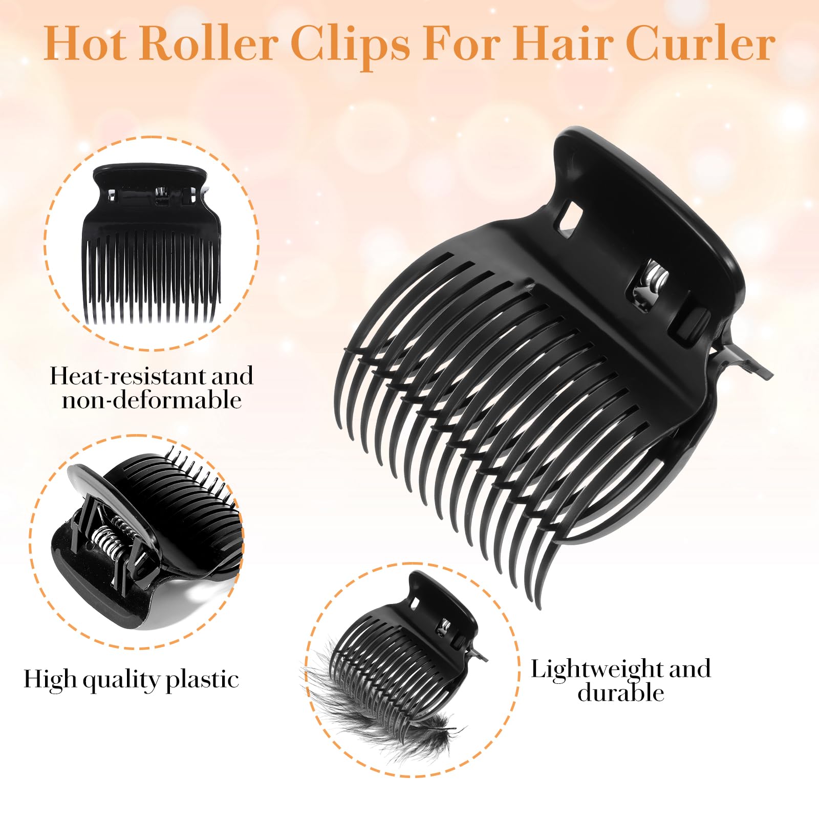 Heclia 12PCS Hot Roller Clips Plastic Perm Insulation Hair Styling Clips Hair Curler Claw Clip Replacement Roller Clip Hairs Section Styling Safety & Heated Resistance Lightweight for Women Salon - Image 2