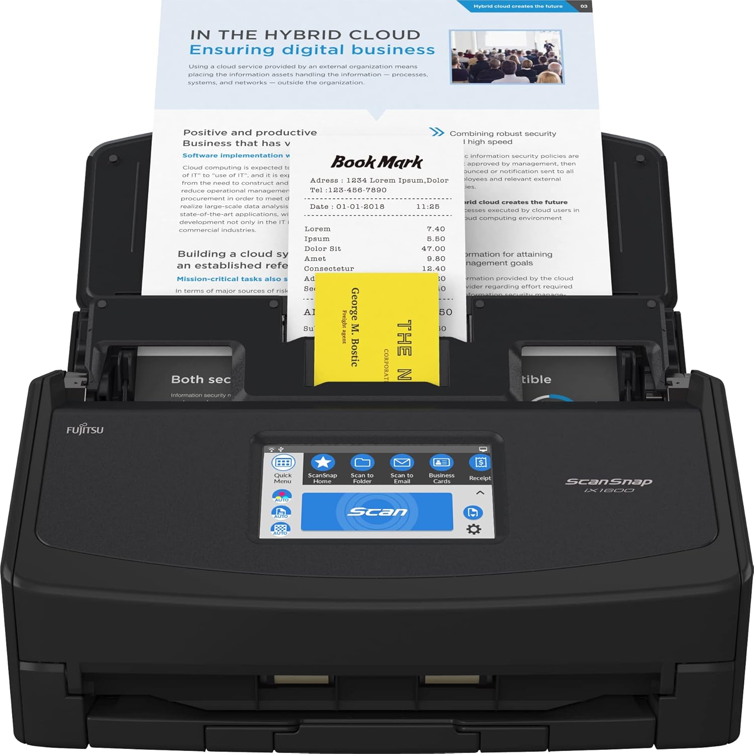 ScanSnap iX1600 Premium Color Duplex Document Scanner for Mac and PC with 4-Year Protection Plan, Black : Office Products