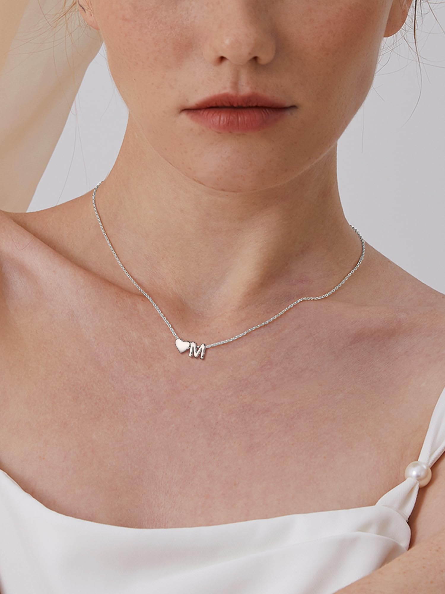 ChicSilver Collar Inicial Mujer Plata 925 Colgante Corazón Letras Nombre | Material Plata de Ley Joyería Deliciosa Romántica Madre Pareja