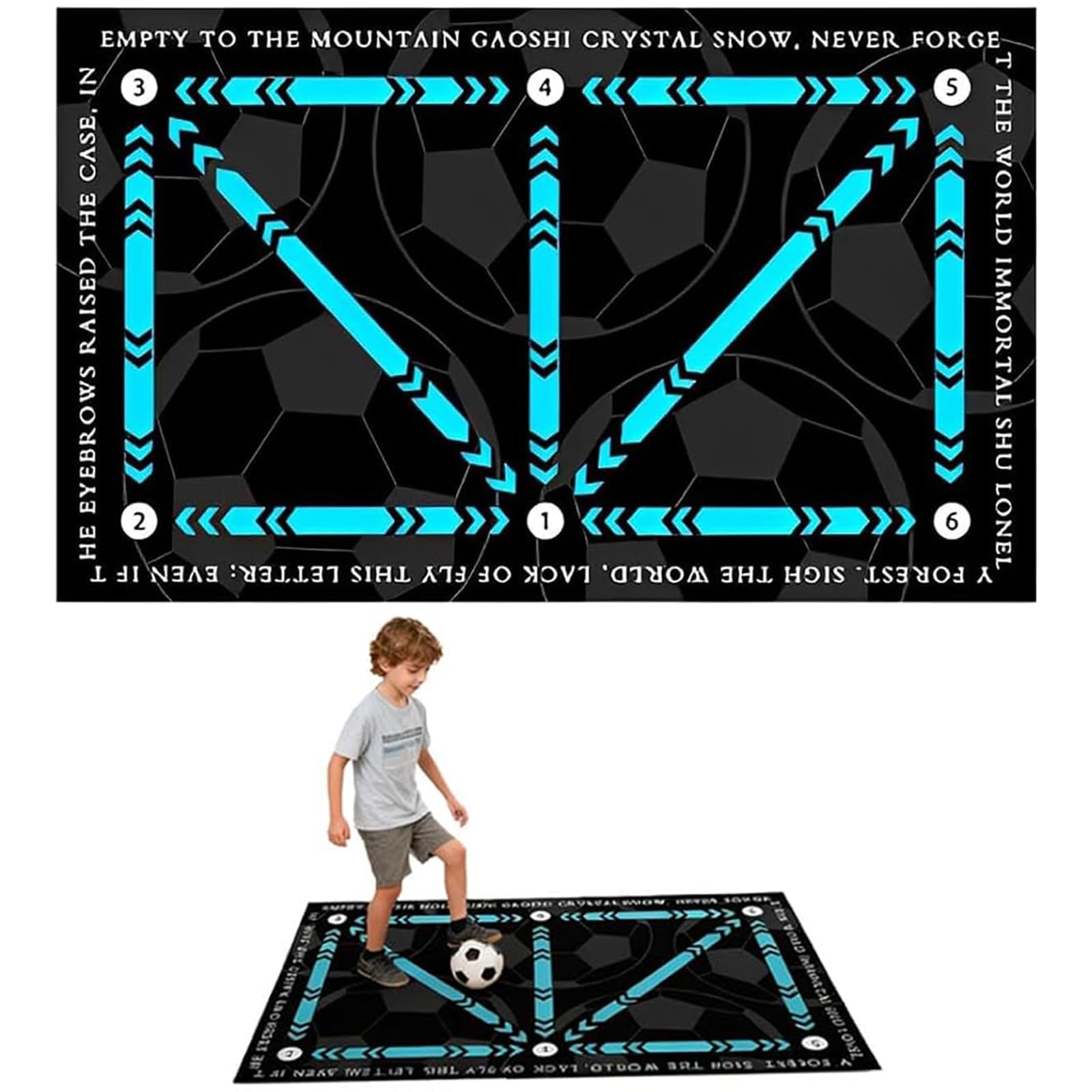 Football Footstep Training Mat, Football Skills Mat, Soccer Train Mats for All Levels, Non-Slip Silent Equipment for All Ages to Improve Speed, Strength and Coordination, Sky Blue