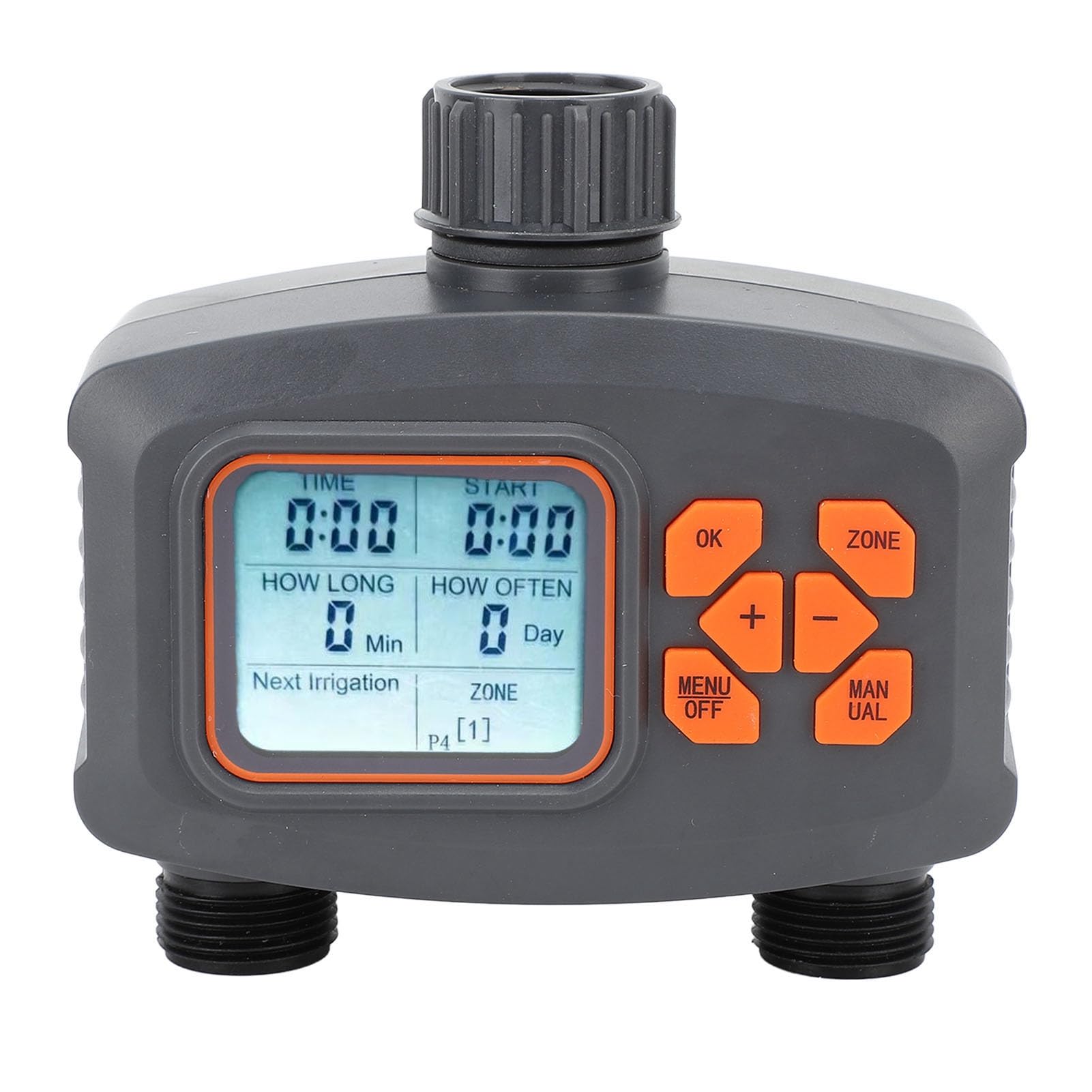 Programmatore per irrigazione a doppia uscita per prato, programmatore per irrigazione da giardino con design antipioggia, timer programmabile per rubinetto per sistemi