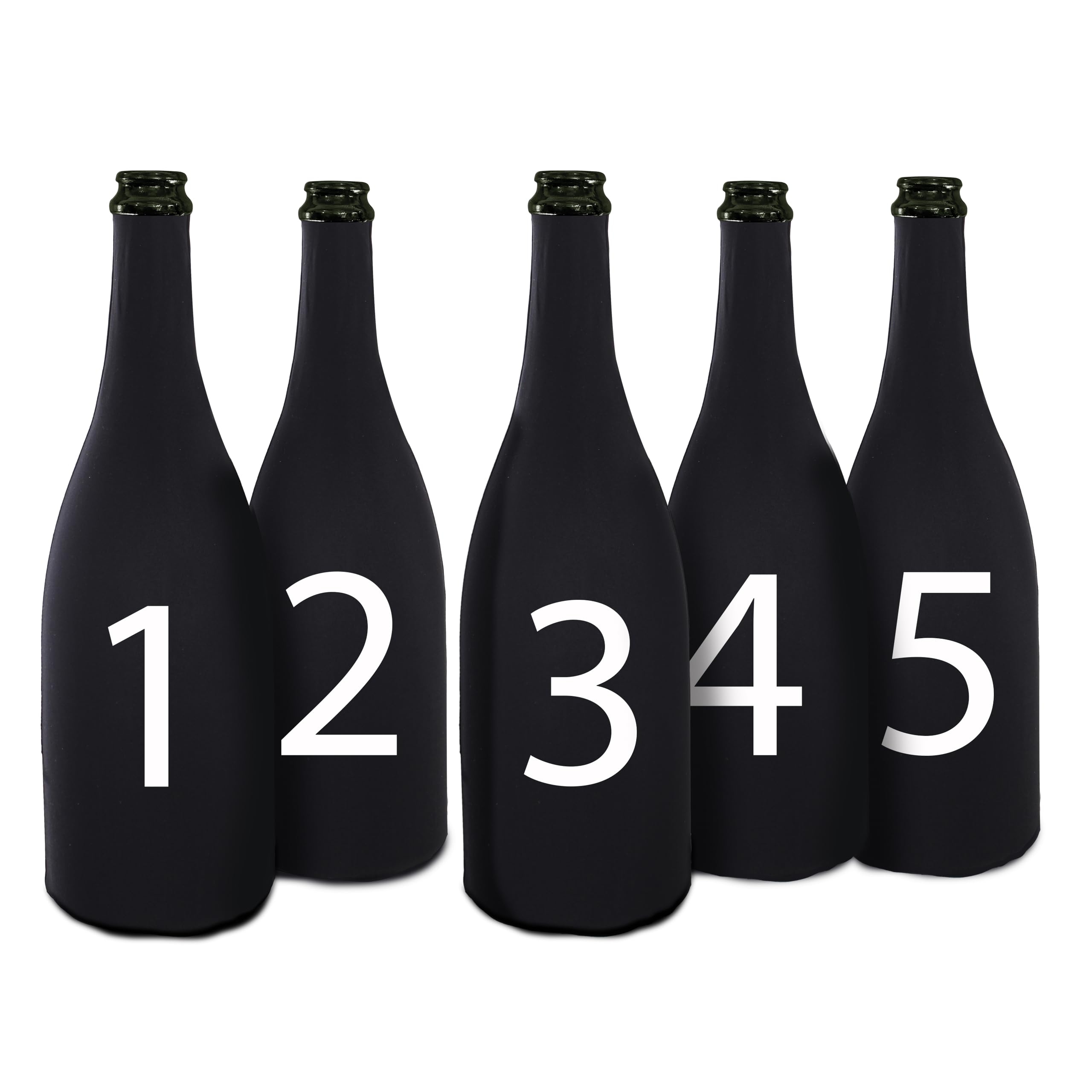 Funda para botella de vino, licra adherente y elástica, ideal para degustaciones a ciegas, almacenamiento de botellas, abierto en la parte superior, negro, material licra. Juego de 5
