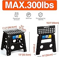 Vista 4 de Korpai Taburete plegable de 13 pulgadas para adultos y niños con capacidad para hasta 300 libras, taburetes plegables antideslizantes con mango