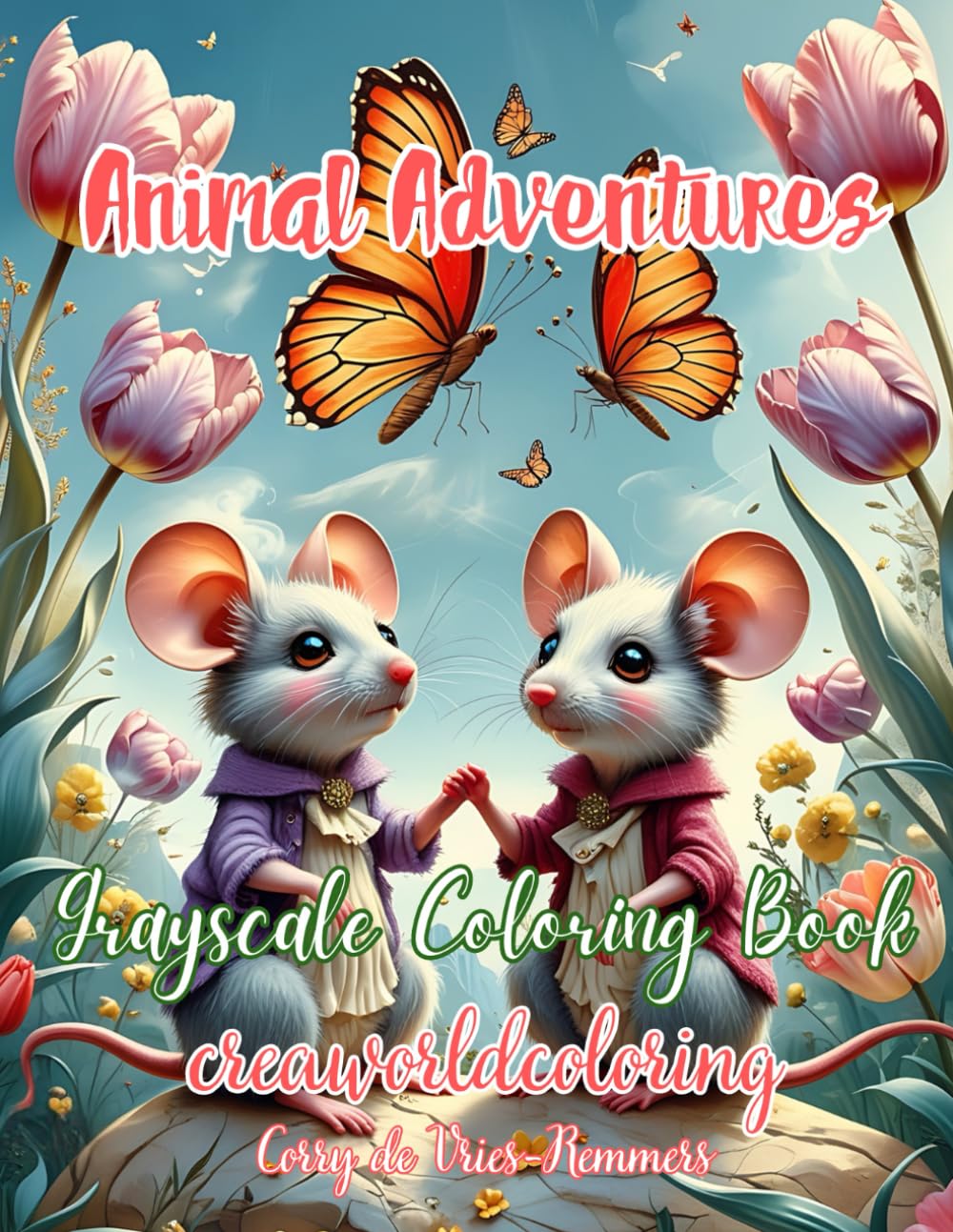 Animal Adventures – A Grayscale Coloring Book for Adults: Whimsical Creatures & Fantasy Landscapes to Relax and Spark Your Imagination – 54 Single-Sided Grayscale Illustrations