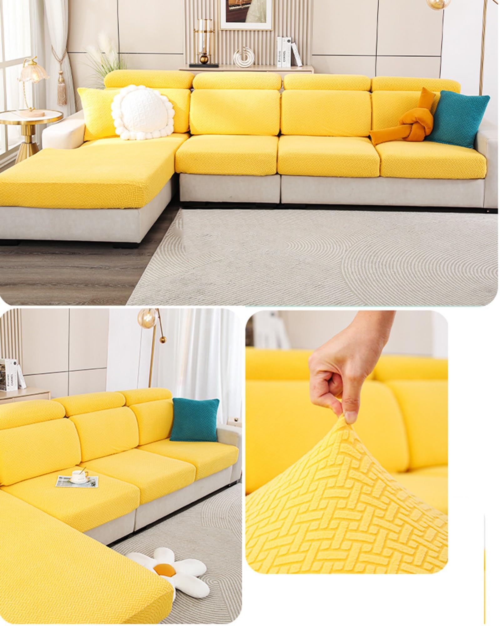 Housse de siège de canapé séparée extensible 3 places pour coussin de canapé sectionnel