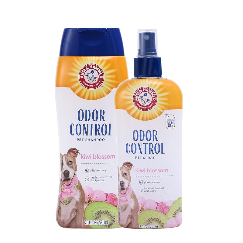 Shampoo Desodorizante para Cães ARM & HAMMER com Spray Kiwi Blossom, 20 fl oz + 8 fl oz