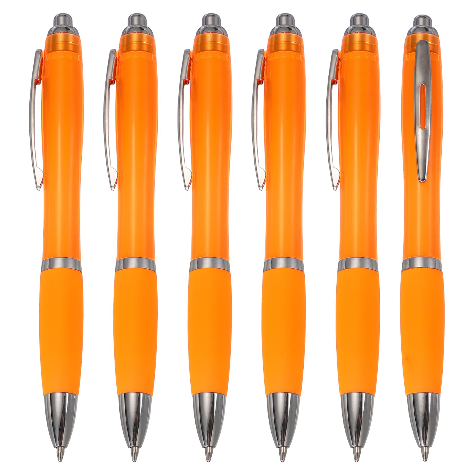 PATIKIL Retractable Ballpoint Pens, 6 Pcs 1.0mm Black Ink Ballpoint Pen with Rubber Grip Plastic for Business Office Class Event Note Taking, Orange