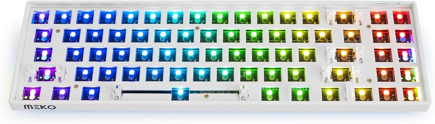 MEKO Push White 65 percent RGB LED Hotswap Bluetooth Double Shot ABS Mechanical Keyboard (Kailh Box White)