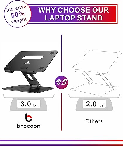 Miniatura 2 de Soporte para laptop, soporte ajustable para MacBook para escritorio, soporte ergonómico de aluminio para computadora con ventilación térmica,
