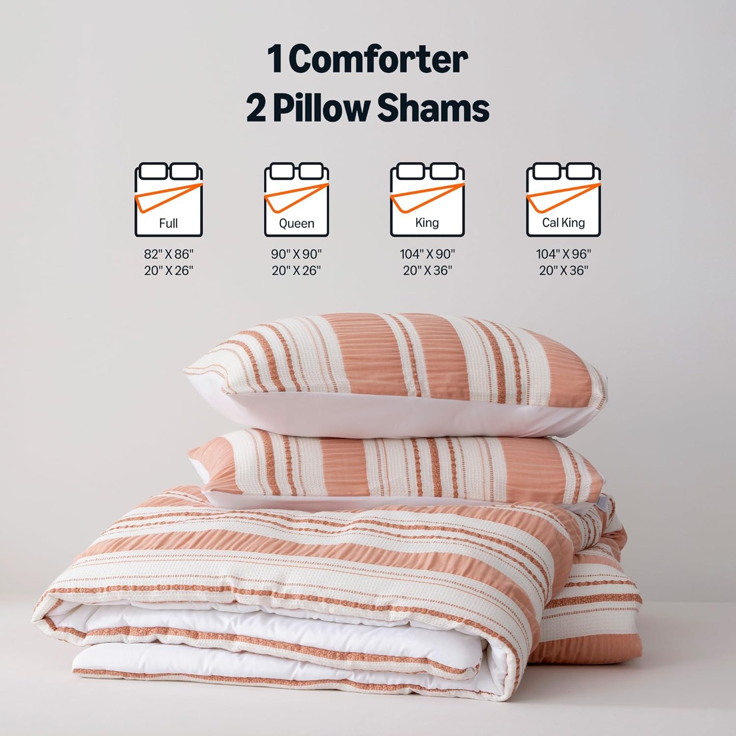 Amazon Basics Comforter Set, 3-Piece Jacquard Microfiber Comforter and 2 Pillow Shams, All-Season Bedding, Full, Pink Striped - Image 5