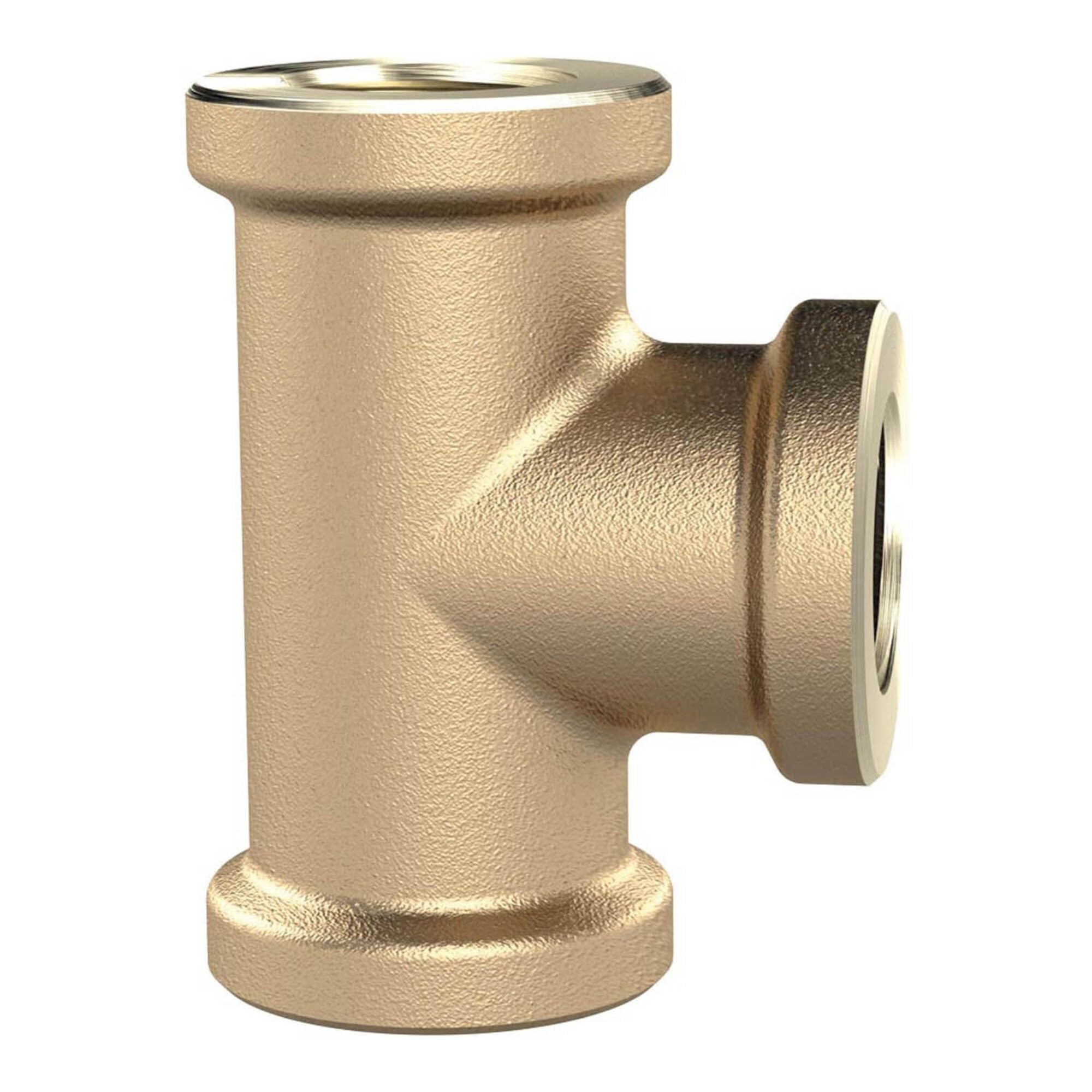 RIEGLER TST114MSIG - Raccordo a T in ottone lucido, 3 filettature interne, filettatura G 1-1/4", pressione di esercizio 16 bar