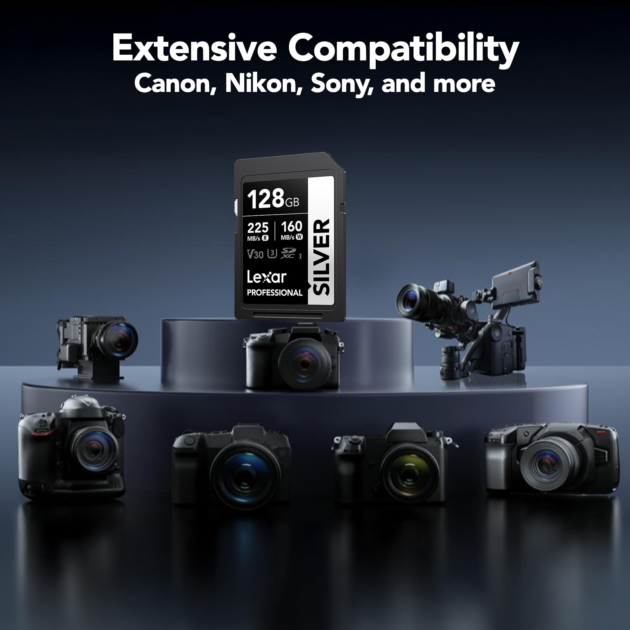 Lexar Tarjeta de Memoria SDXC Profesional Plateada de 128 GB, UHS-I, C10, U3, V30, Video 4K, hasta 205/140 MB/s de Lectura/Escritura, para fotógrafos Profesionales, videógrafos, entusiastas