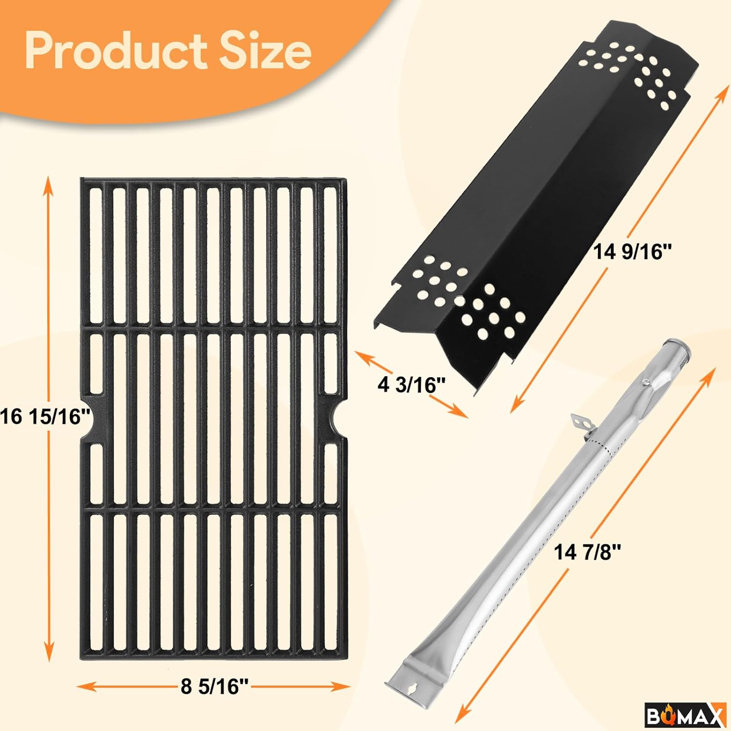 Grill Replacement Parts for Nexgrill 2 Burner 720-0864RA Nexgrill 720-0864R, Grill Grate, Grill Burner and Heat Plates for Nexgrill Replacement Parts 2 Burner, Grill Parts Kit for Nexgrill 720-0864R