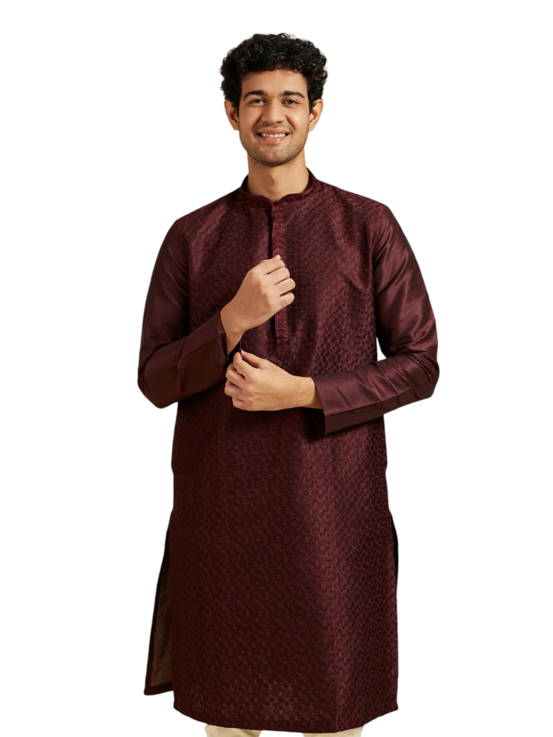 diwas by manyavar Men's Art Silk Self Design Kurta (1pc)-picture-36