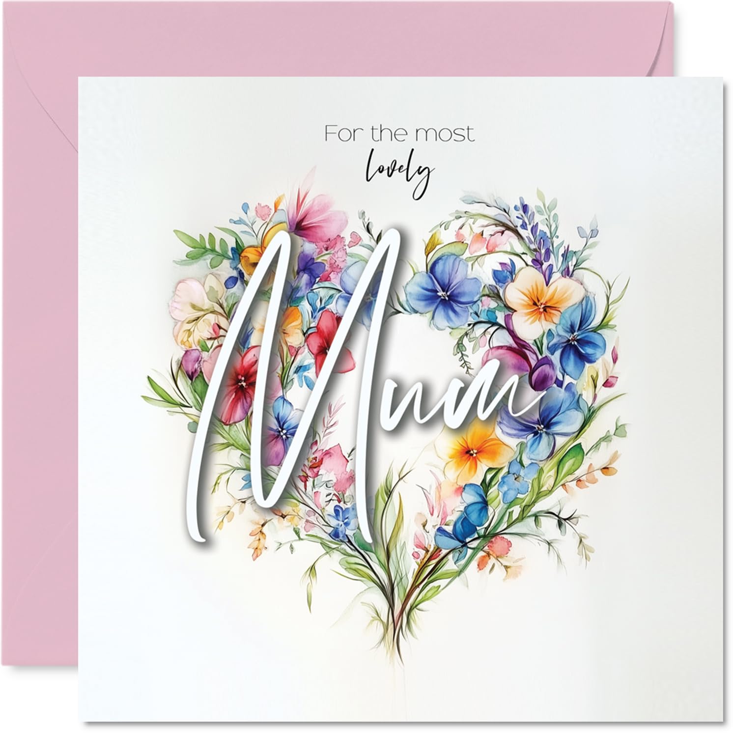 Mum Birthday Card - Heart of Flowers - Happy Birthday Card for Mum from Son Daughter, 145mm Floral Bouquet Greeting Cards