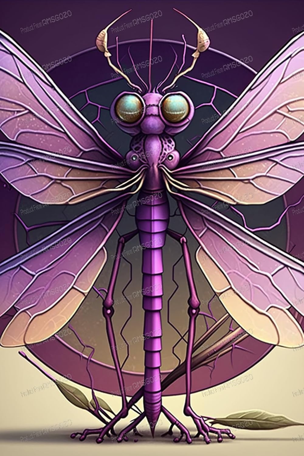 RMSGOZO Purple Dragonfly Diamond Painting Kits, 20 X 24 Inch 5D Round Rhinestones Diamond Painting, for Adult & Children Embroidery Diamond Art Kit, for Wall Decor Theater Decor Gifts