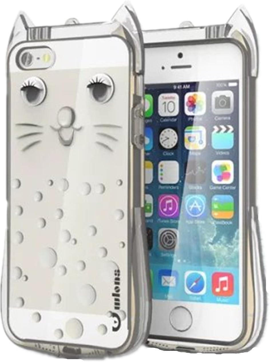 Cute Cat Case for iPhone 5S, Arroker Transparent Cat Design Women Girly Popular Rubber Soft TPU Back Cover for iPhone 5 / iPhone 5S/ iPhone SE (Clear)