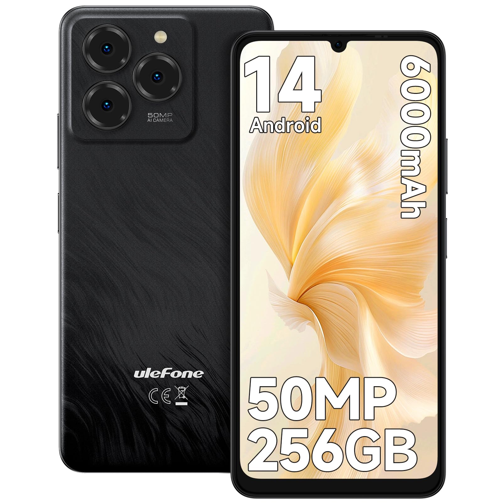 Ulefone Note 20 Pro Smartphone Android 14(2024), Octa-Core, 8GB + 256GB, 6.75" HD+/90Hz, Batteria 6000mAh/18W, 4G Telefono Cellulare 50MP, Cellulari Dual SIM/Fingerprint/Face ID/OTG/2 anni di garanzia