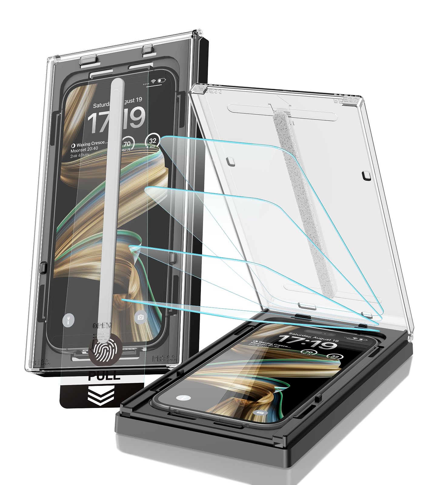 EZ-GLAZ-4 Pack for iPhone 15 Pro Max Screen Protector[6.7"] 9H+ Hardness 12FT Military Grade Shatterproof Long Durable Tempered Glass Film with