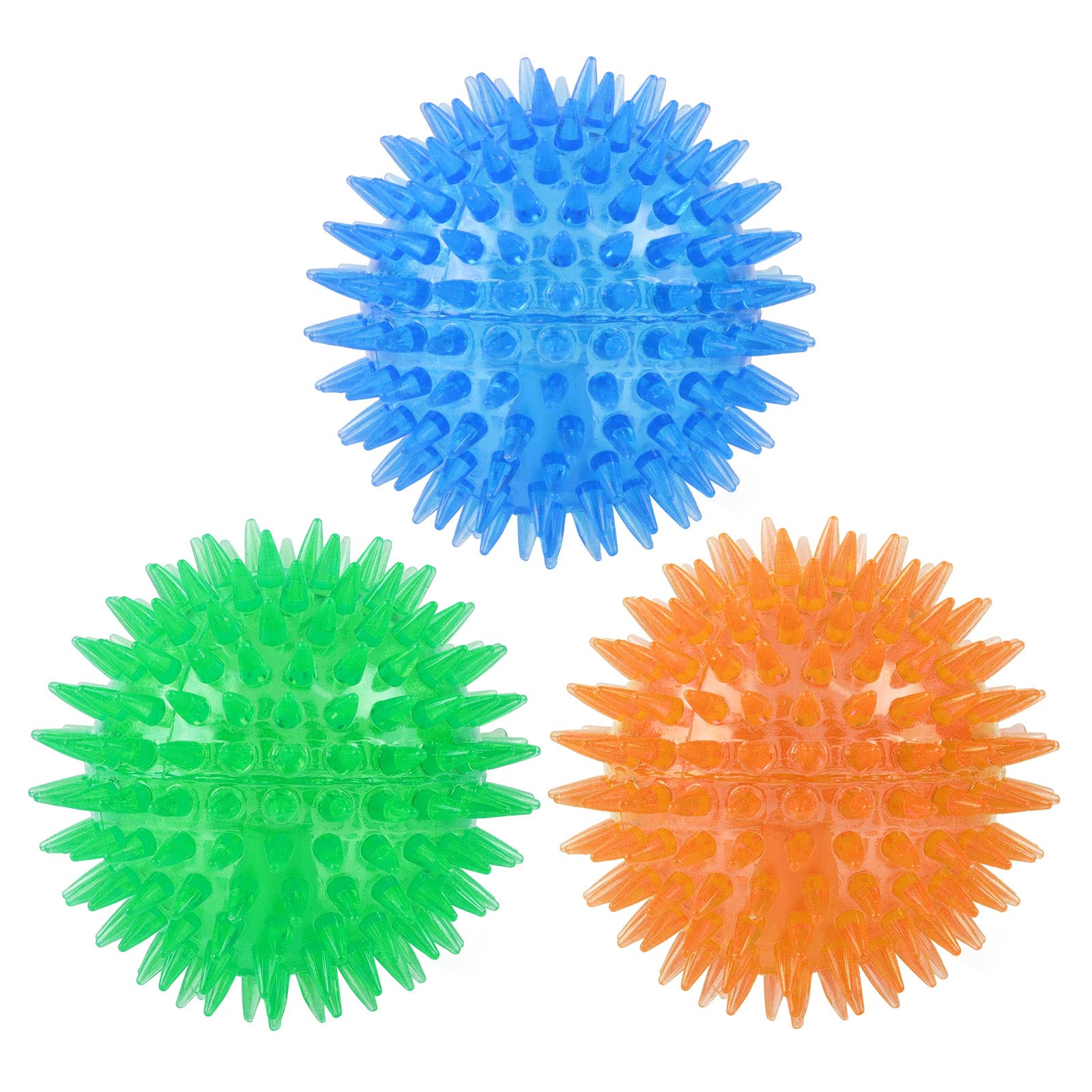 HDKAJL 3 Pelotas para Perros, Pelota Chirriante para Perros, Pelotas para Masticar, Pelota para Perros con Pinchos, Adecuada para Perros Pequeños y Medianos Masticando, Persiguiendo y Juegos