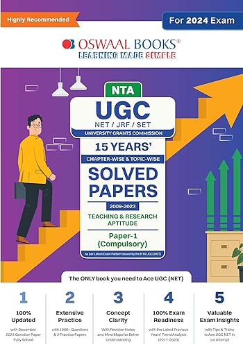 Oswaal NTA UGC NET/JRF/SET Paper-1 (Compulsory) | 15 Years' Chapter-wise &amp; Topic-wise Solved Papers (2009-2023) | Teaching &amp; Research Aptitude | For 2024 Exam